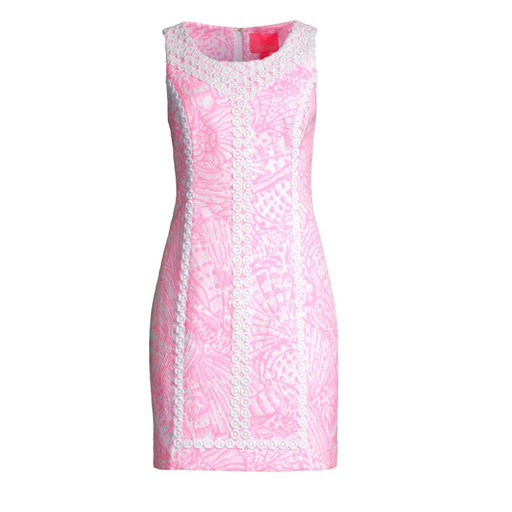 NWOT Lilly Pulitzer Macfarlane stretch shift pelican pink sea cups dress